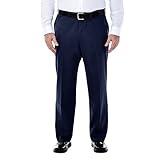 Haggar mens Big-tall Premium No Iron Khaki Classic-fit Expandable-waist Flat-front Casual Pants, Dark Navy, 50W x 29L US