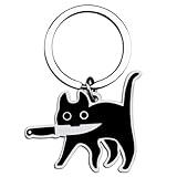 Aisity Cat Lover Gifts for Women Men Black Cat Cool Stuff Keychain for Cats Dad Mom Cool Stuff Cats Decor Funny Halloween Basket Gifts for Teen Boys Teen Girls Gift Ideas Keychains for Women Men