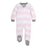 Burt's Bees Baby Baby Girls' Pajamas, Sleep and Play Loose Fit, 100% Organic Cotton Soft One-Piece PJs, Sizes NB to 6-9, Pink Rugby Stripe, 0-3 Months