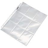 Amazon Basics 9 Sleeve Card Protectors Binder Sheet for Secure Card Storage, 100 Pack, Clear