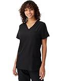floralhue Scrubs for Women, Soft V-Neck Scrub Tops, Stretchy Medical Uniform with 5 Pockets, Breathable & Easy Care, Black, XXL