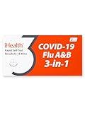 iHealth COVID-19, Flu A&B 3-in-1 Antigen Rapid Test, Results in 15 Minutes, FDA Authorized OTC Flu & COVID Home Test, with Non-invasive Nasal Swab, Easy to Use & No Discomfort (1 Pack, 2 Tests Total)