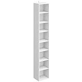 IRONCK Tall Narrow Bookshelf 8 Tiers, Compact Corner Bookcase, Easy to Match for Living Room, Office, Study, Bedroom, White