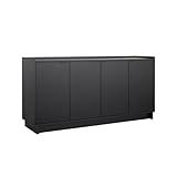 Prepac Simply Modern 4 Console Table Doors and Shelves, Sideboard Storage Cabinet, 60" W x 30" H x 16" D, Black