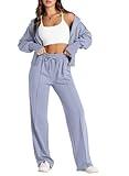 Herseas 2 Piece Active Outfits for Women Fall Fashion 2024 Winter Casual Trendy Loose Fit Hooded Airport Essentials Plus Size Sweatsuit Lounge Sets Light Gray Small 4 6