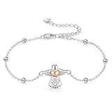 CUOKA MIRACLE Angel Bracelet,925 Sterling Silver Guardian Angel Bracelet for Women Angel Heart Lucky Charm Bracelets Birthday Jewelry Gift Adjustable Link Bracelets Mothers Day