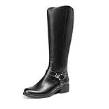 DREAM PAIRS Boots For Women Knee High, Comfortable Pull On Side Zipper Buckle Riding Boots,Size 9,Black,SDKB2312W