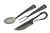 SZCO Supplies 7.25"" Fork Knife and Spoon Medieval Eating Utensil Set, Carbon Steel, Multicolor (HS-4406)