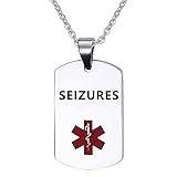 YQSLIN Medical Alert ID Necklace Emergency Dog Tag Identification Seizures Health Pendant Necklaces for Women Men