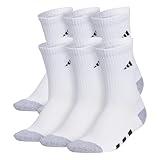adidas Unisex Youth Athletic Cushioned 6-Pack, Crew Socks Kids for Sports, Durable & Breathable, White/Grey/Black, L