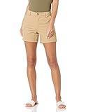 Amazon Essentials Women's Mid-Rise Slim-Fit 5 Inch Inseam Khaki Short (Available in Straight and Curvy Fits), Khaki Brown, 4