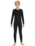 Iguana Unisex Kids 100% Merino Wool Base Layer Set Midweight Thermal Underwear Sets for Girls and Boys Black