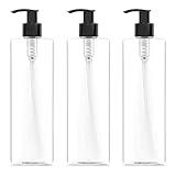 Bar5F Empty Shampoo Conditioner and Lotion Pump Bottles 12-Ounces Empty Clear 3-Pack