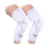 Bucwild Sports Volleyball Knee Pads | Padded Knee Compression Sleeves with Anti-Slip Grip & Flatten-Resistant | For Basketball, Volleyball, Wrestling & Training – 1 Pair (White,Small(Teen/Young Adult)