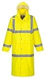 Portwest UH445 Men's Classic Raincoat Waterproof Hi Vis Reflective Long Rain Jacket ANSI Class 3 Yellow, Medium