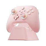 Machenike G3V2 Bluetooth Controller for Pc/Switch/Ios/Android, Hall Effect Joysticks, RGB Lighting Gaming Controller,2 Programmable Buttons,1000mah Battery With Charging Station, Pink