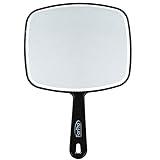 ForPro Professional Collection Premium Hand Mirror with Handle, 6.3" W x 9.6" L, Multi-Purpose Handheld Mirror with Distortion-Free Reflection, Black