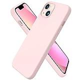 ORNARTO Compatible with iPhone 13 Case 6.1, Slim Liquid Silicone 3 Layers Full Covered Soft Gel Rubber Case Cover 6.1 inch-Chalk Pink