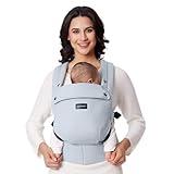 Momcozy Baby Carrier - Ergonomic, Cozy and Lightweight Carrier for 7-44lbs, Effortless to Put On, Ideal for Hands-Free Parenting, Enhanced Lumbar Support, Purehug for Infant to Toddler, Light Blue