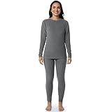 Fruit of the Loom Women's Stretch Fleece Lined Thermal Long Johns Underwear Set, Grey, Medium