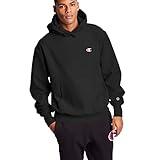 Champion mens Pullover Hoodie, Reverse Weave Pullover Hooded Sweatshirt for Men, Best Comfortable Hoodies Men, Left Chest C Hoody, Black-y06145, Large US