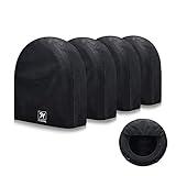 SYERAL Tire Covers Set of 4,Upgraded 5 Layer Nonwoven RV Wheel Covers, Waterproof Anti-UV Snow Sun Rain Tire Protectors Covers for Trailer,Camper,RV,Truck,SUV,30-32inch(L) Balck