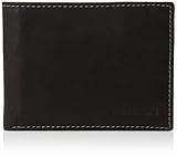 Steve Madden Men's Leather Wallet Extra Capacity Attached Flip Pockets, Black/Antique, One Size