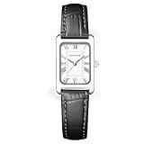HOLSTOUR Watches for Women Fine Leather Watch Silver Rectangular Case Roman Numeral Dial Water Resistant