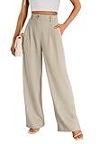 LILLUSORY Wide Leg Dress Work Pants Womens Palazzo Flowy 2025 Summer Spring High Waisted Professional Business Office Interview Outfits Wear Trousers Dressy Slacks Light Khaki