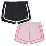 Champion Girls Shorts | 2 Pack Athletic Shorts for Girls Clothing (US, Alpha, Large, Regular, Black-Bright Pink)