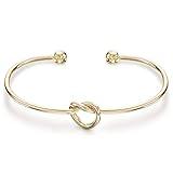 PAVOI 14K Gold Plated Forever Love Knot Infinity Bangle Bracelets for Women | Adjustable Yellow Gold Bracelet