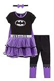 WARNER BROS DC Comics Justice League Batgirl Big Girls Tulle Costume Dress Leggings Cape and Headband 4 Piece Set 10-12