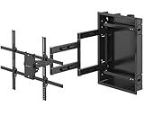 VIVO Recessed 50 to 75 inch LED LCD TV Wall Mount, Articulating Full Motion in-Wall TV Bracket for Flush Installation, Holds up to 110 lbs, Black, MOUNT-REC01