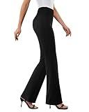 DLOODA Womens Dress Pants Stretchy Work Pants Business Casual Office Trousers Pull On Flare Slacks with 4 Pockets Black