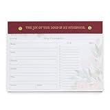 Christian Art Gifts Undated Weekly Desktop Planner, Joy of the Lord Nehemiah 8:10 Bible Verse, 60 Sheets, Burgundy Floral