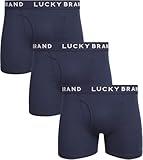 Lucky Brand Men's Boxer Briefs - 3 Pack Classic Underwear Boxers with Functional Fly - Casual Boxers for Men (Sizes: S-XXL), Size X-Large, Solid Navy