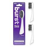 BURST Replacement Heads for Nova Sonic Toothbrush (White) | Super-Soft Bristles Reduce Risk of Abrasion & Irritation | Tapered Ends Reach Below The Gumline | for a Whiter, Brighter Smile