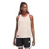 adidas Women's CrazyLite Woven Basketball Tank Top, Halo Blush/Pure Ruby