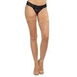 Dreamgirl Womens Silicone Lace Top Sheer Thigh Socks, Nude