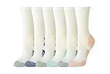 Amazon Essentials Women's Performance Comfortable Cotton Cushioned Breathable Athletic Crew Sports Socks, 6 Pairs, White, 8-12