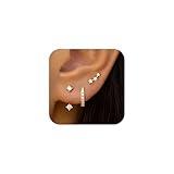 Gold Stud Earrings for Women Trendy, Small Huggie Hoop Cartilage Studs Jacket Stack for Multiple Piercing, Hypoallergenic Cute Fashion Accessories Jewelry Gifts Set