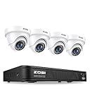 ZOSI 1080P H.265+ Home Security Camera System with AI Human Vehicle Detection, 5MP 3K 8 Channel Surveillance DVR and 4 x 1080p Weatherproof CCTV Dome Camera Outdoor Indoor, 80ft Night Vision, No HDD
