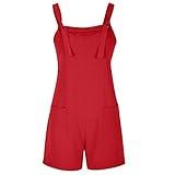 Black Romper Rompers for Women 2025 Summer Casual Short with Pockets Overalls Romper Sexy Sleeveless Boho Suspenders Jumpsuit Red #5