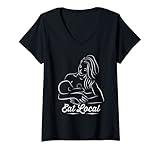 Womens Eat Local Pro Breastfeeding Mom Graphic V-Neck T-Shirt