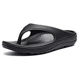 shevalues Orthopedic Sandals for Women Arch Support Recovery Flip Flops Pillow Soft Summer Beach Shoes, Black 39 (7.5-8 Women/6-6.5 Men)