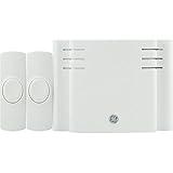 GE Wireless Doorbell Kit, 2 Push Buttons Door Bells for Homes, 8 Melodies Door Chime with 4 Volume Levels, Battery Doorbell Chime, Room Doorbell with 150 Ft Range, White, 19297