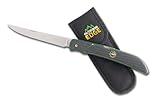 OUTDOOR EDGE Fish & Bone - Folding Fillet Knife with 5.0" 440A Stainless Steel Blade for Fish and processing big game - Pocket Clip (Green/Black)