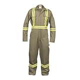 Just In Trend Men's Flame Resistant High Visibility Hi Vis Coverall - 88% C/12% N (4X-Large, Khaki)