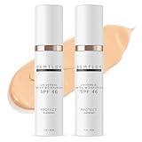 DRMTLGY Anti-Aging Tinted Moisturizer with SPF 46. Universal Tint. All-In-One Light Coverage Sheer Tinted Face Sunscreen with Broad Spectrum Protection Against UVA and UVB Rays. 1.7 oz, 2 pack