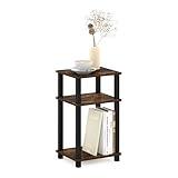 Furinno Just 3-Tier Turn-N-Tube End Table/Night Stand/Bedside Table, 1-Pack, Amber Pine/Black